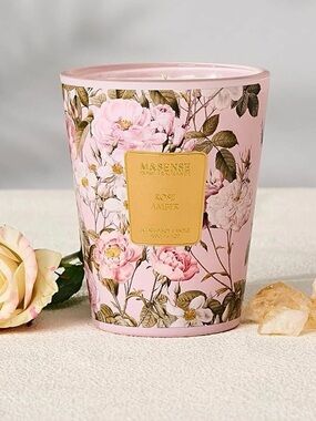 🆕- M&SENSE- Rose Amber Scented Natural Soy Wax Candle, 14.loz